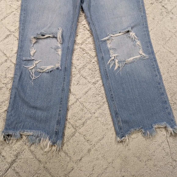 Free People Jeans Women's 29 Blue Light Stone Maggie Straight Distressed Cotton - Picture 3 of 10